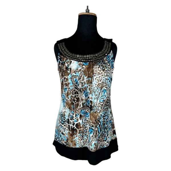 Y2K Dresbarn Animal Print Tank Top with Studded Collar