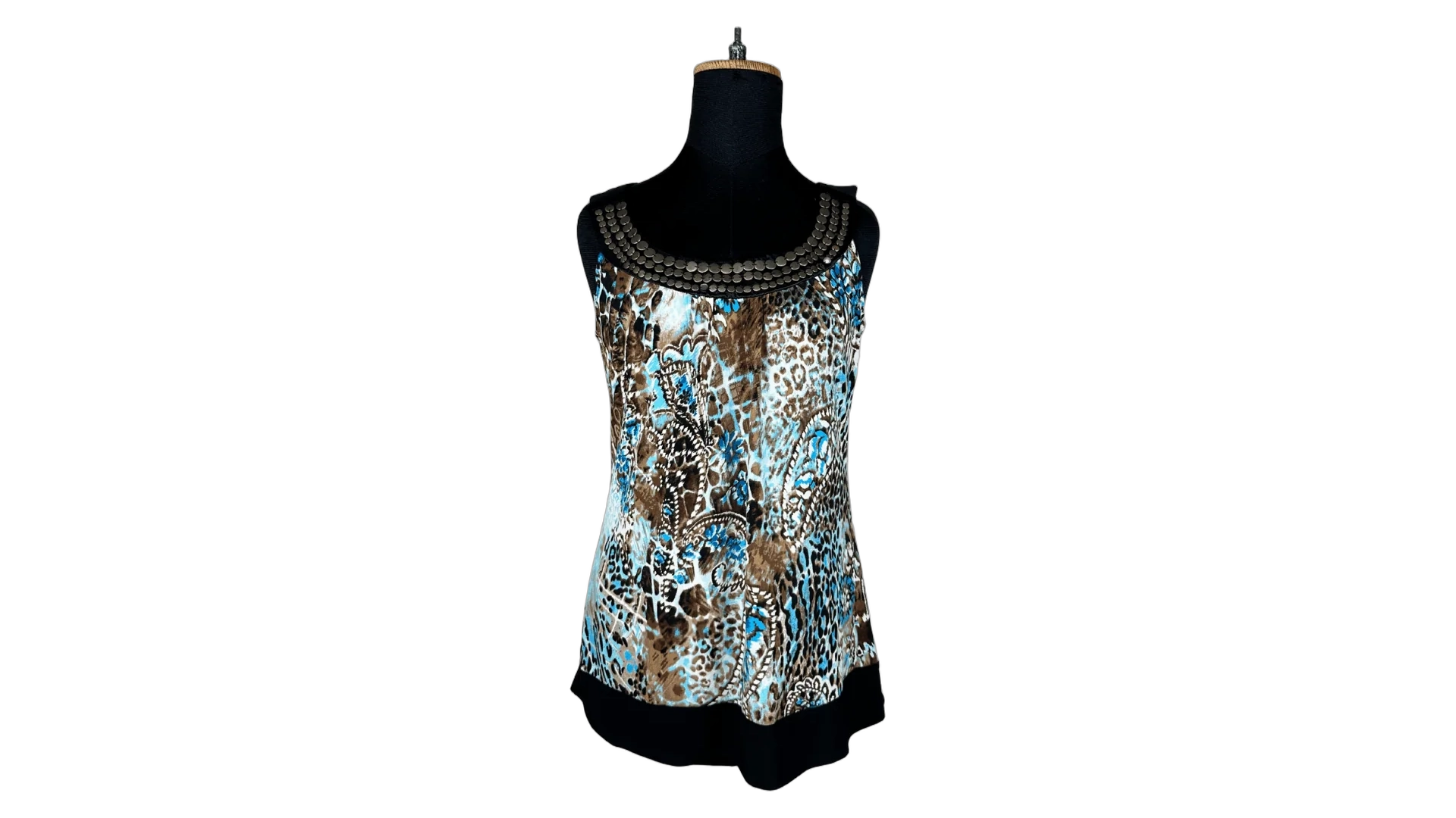 FNK333 Y2K Dresbarn Animal Print Tank Top with Studded Collar - Image 1