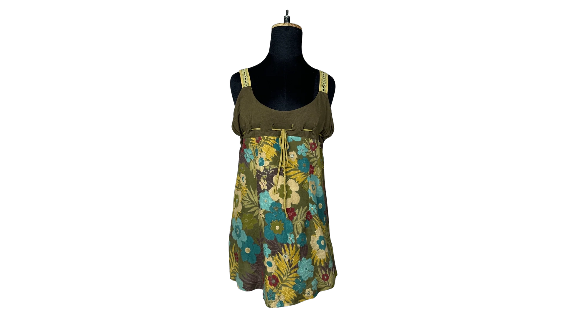 FNK334 Y2K Floral Babydoll Top with Tie-Front - Image 1