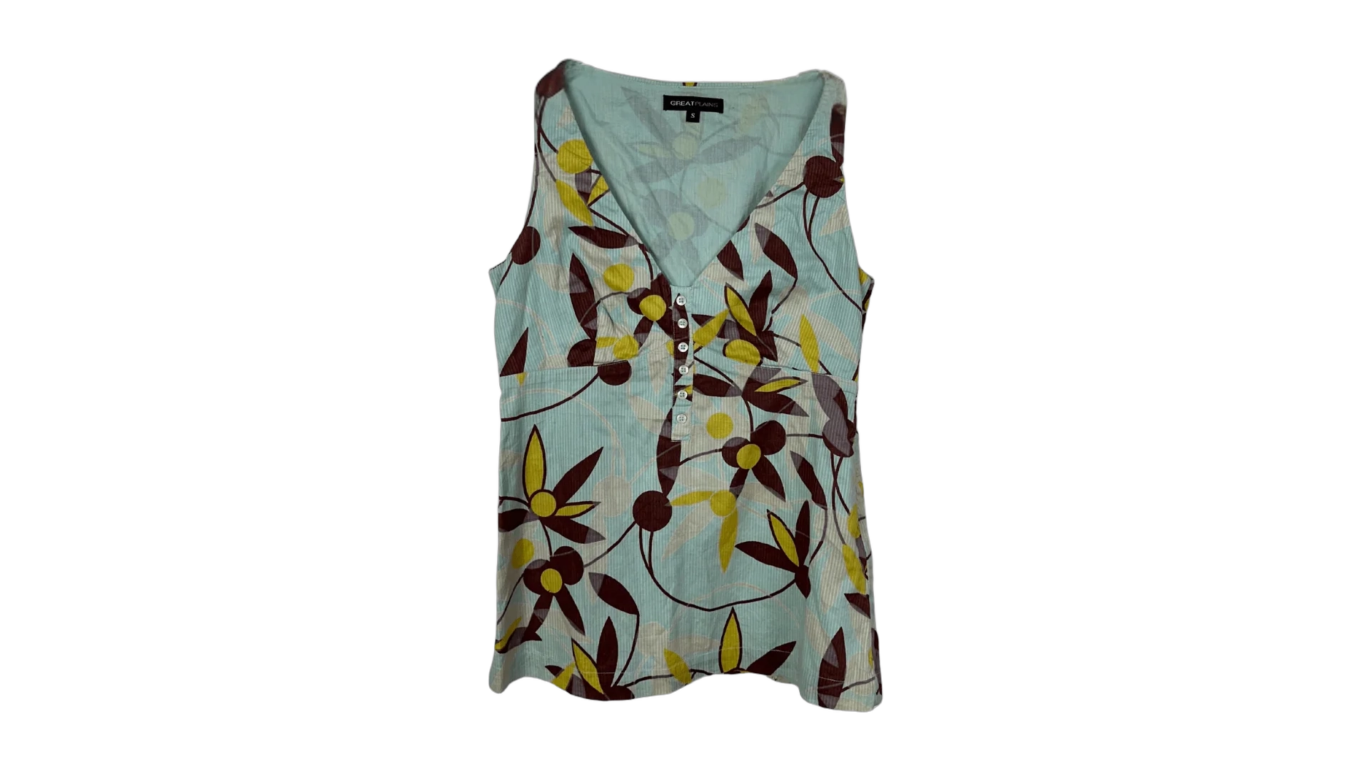 FNK337 Y2K Great Plains Floral Teal Tank Top - Image 1