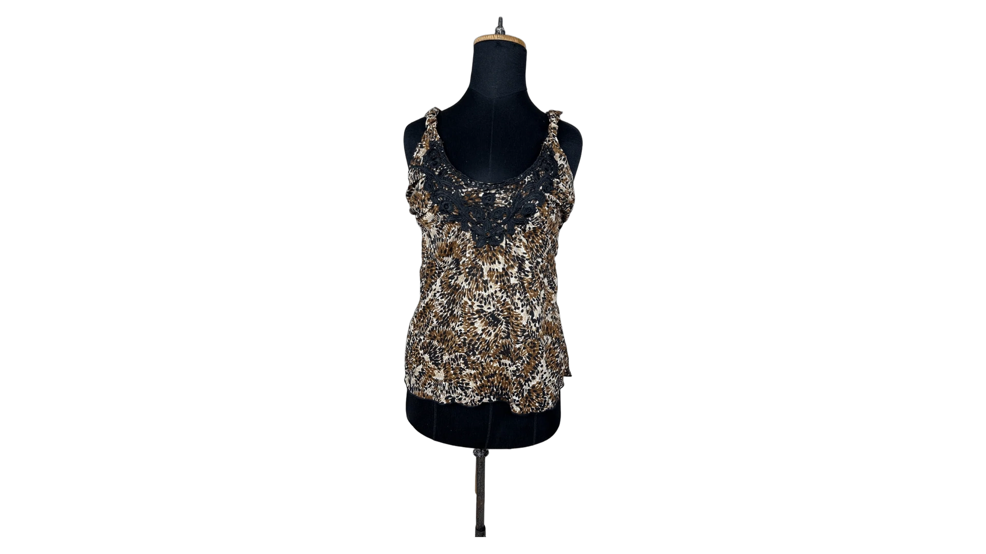 FNK338 Y2K Leopard Cami Top with Back Tie Detail - Image 1