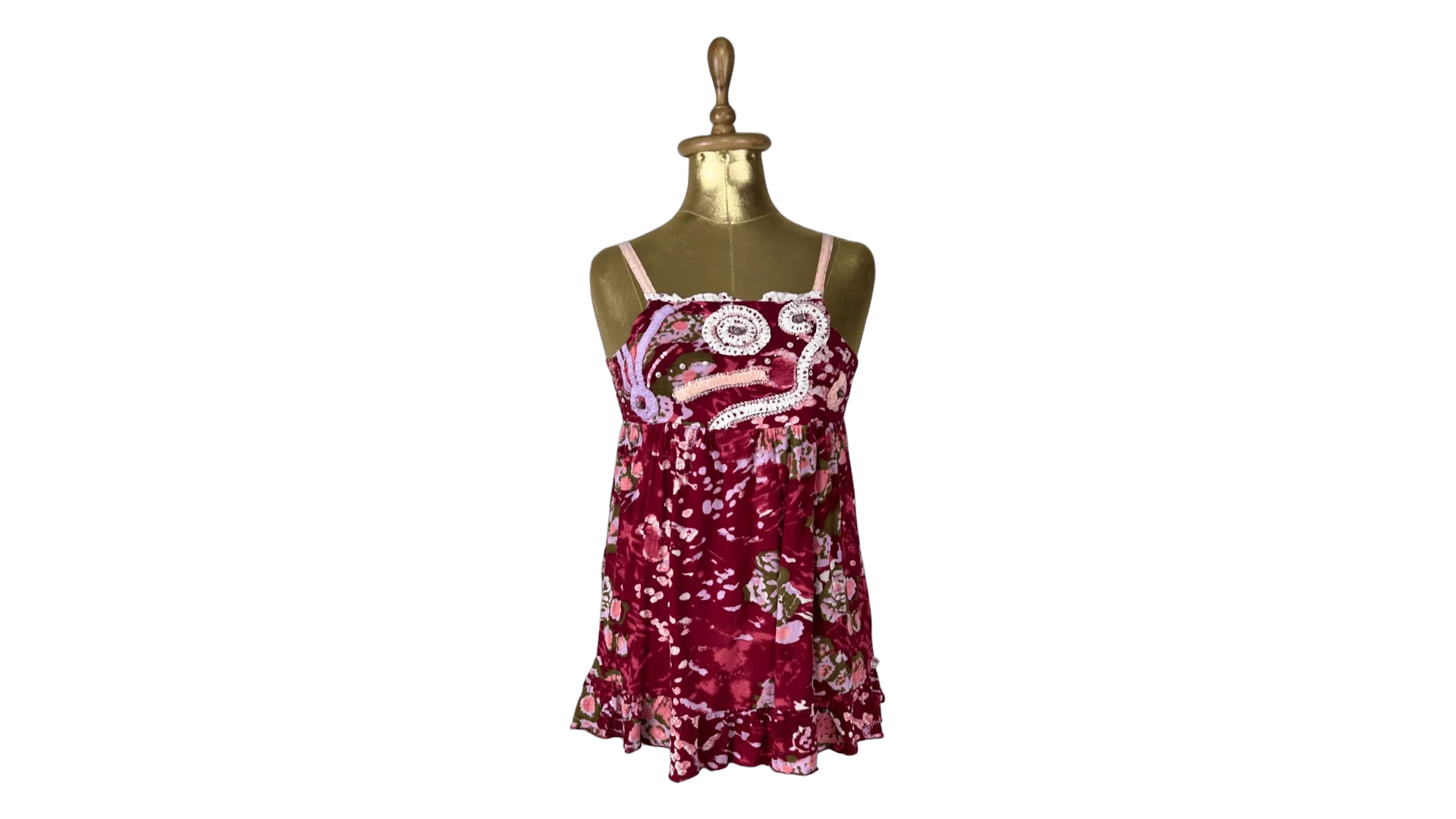 FNK339 Y2K Patchwork Sequin Floral Cami - Image 1