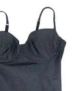 Y2K Pinstripe Bustier Top with Lace Trim - Image 5