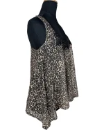 Y2K River Island Assymetrical Leopard Tank Top with Lace Trim - Image 2