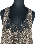 Y2K River Island Assymetrical Leopard Tank Top with Lace Trim - Image 5