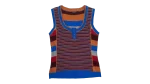 Y2K XSIDE Button-Front Mixed Stripe Knit Top