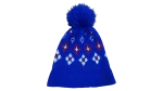 Floral Pattern Beanie with Pom-Pom