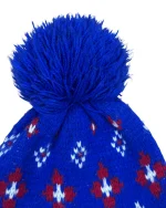 Floral Pattern Beanie with Pom-Pom - Image 3