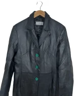 Lapel Genuine Leather Coat - Image 2