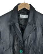 Lapel Genuine Leather Coat - Image 3