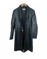 Lapel Genuine Leather Coat - Image 6