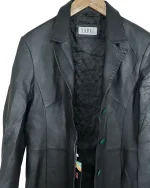 Lapel Genuine Leather Coat - Image 7