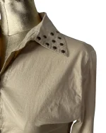 Tan Fitted Shirt w/ Studded Shoulders - Image 2