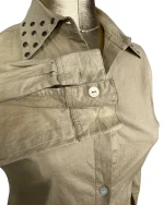 Tan Fitted Shirt w/ Studded Shoulders - Image 3