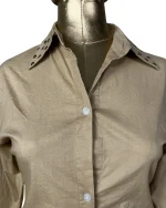 Tan Fitted Shirt w/ Studded Shoulders - Image 4