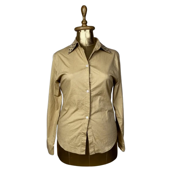 Tan Fitted Shirt w/ Studded Shoulders
