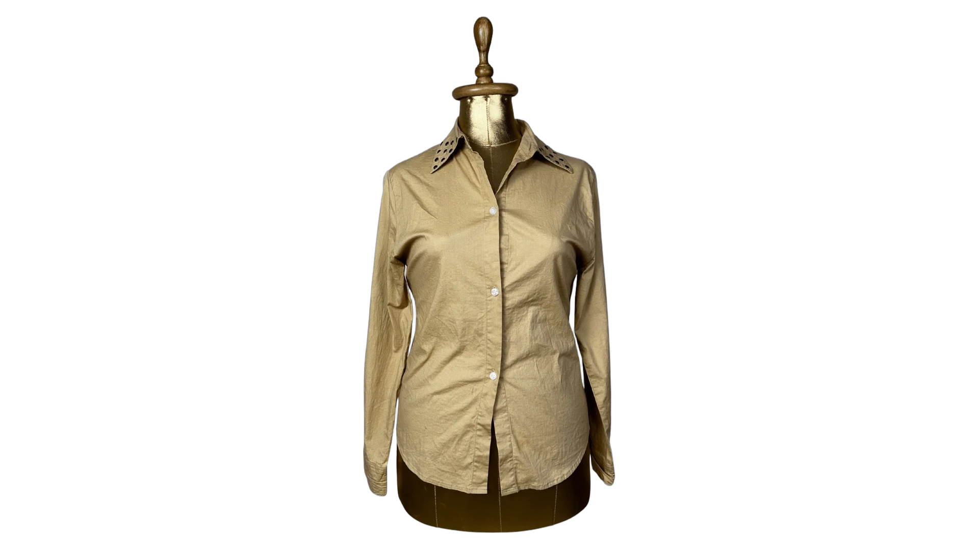 FNK365 Tan Fitted Shirt w/ Studded Shoulders - Image 1