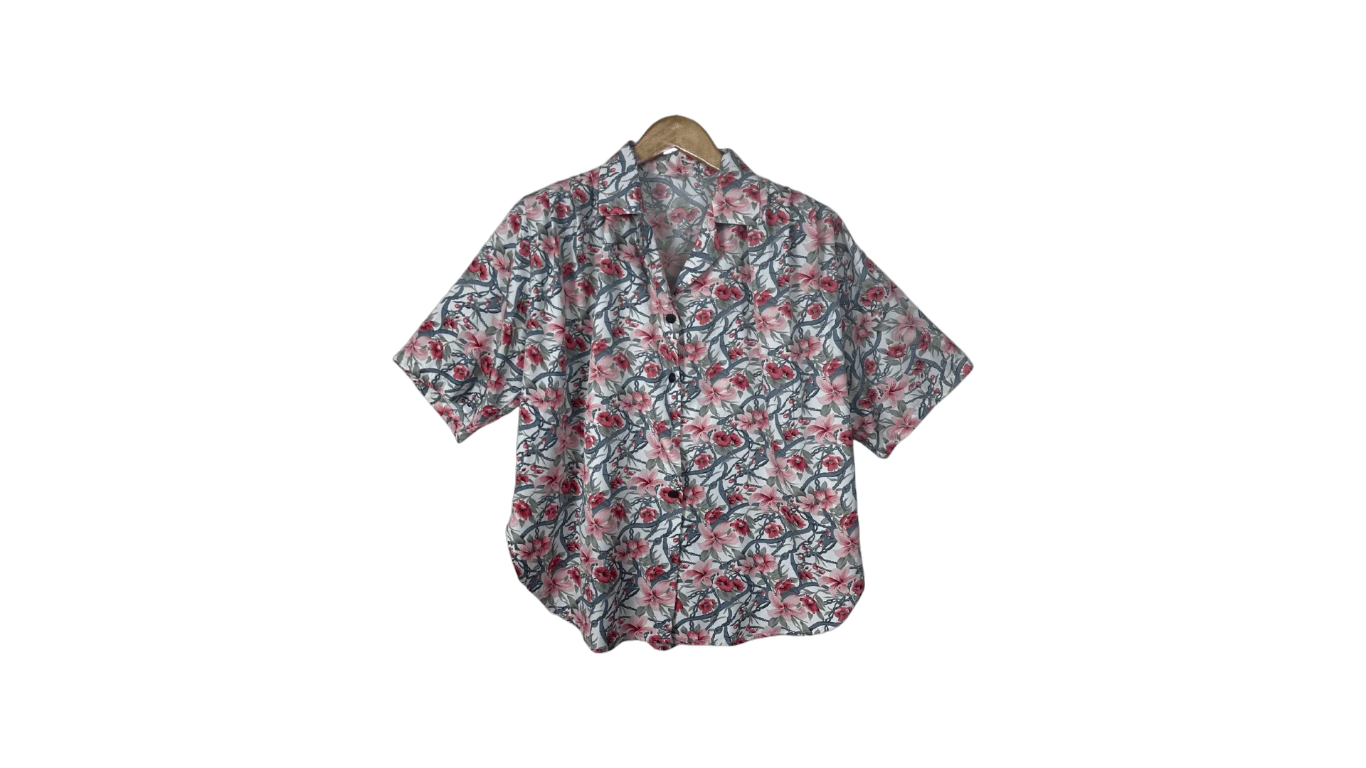 FNK376 Floral Women's Shirt w/ Shoulder Pads - Image 1