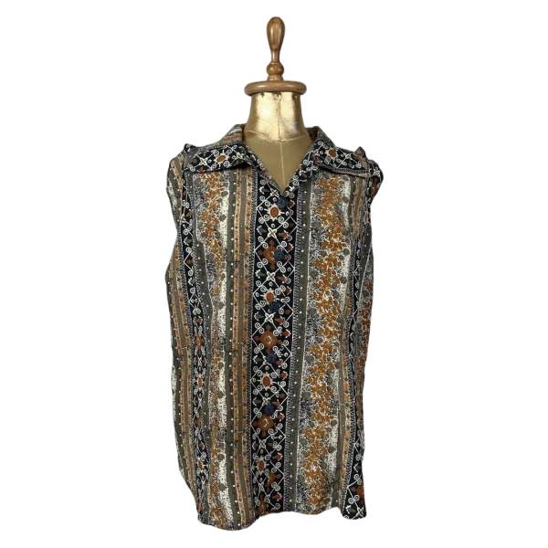 Patterned Sleeveless Shirt
