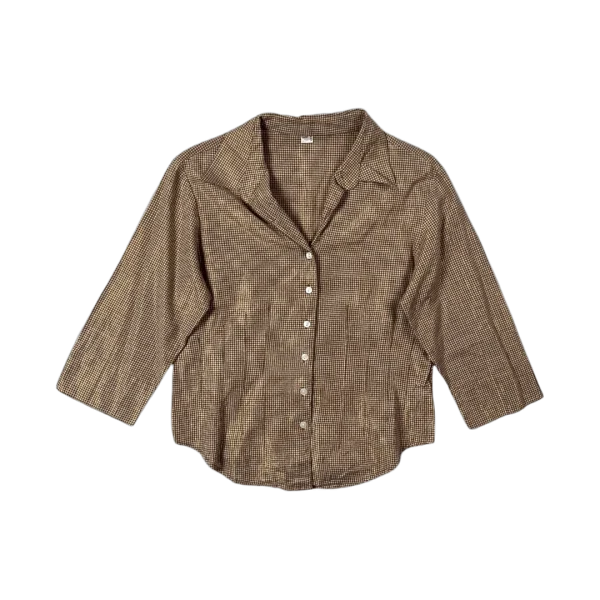 Shimmery Gingham Fitted Shirt
