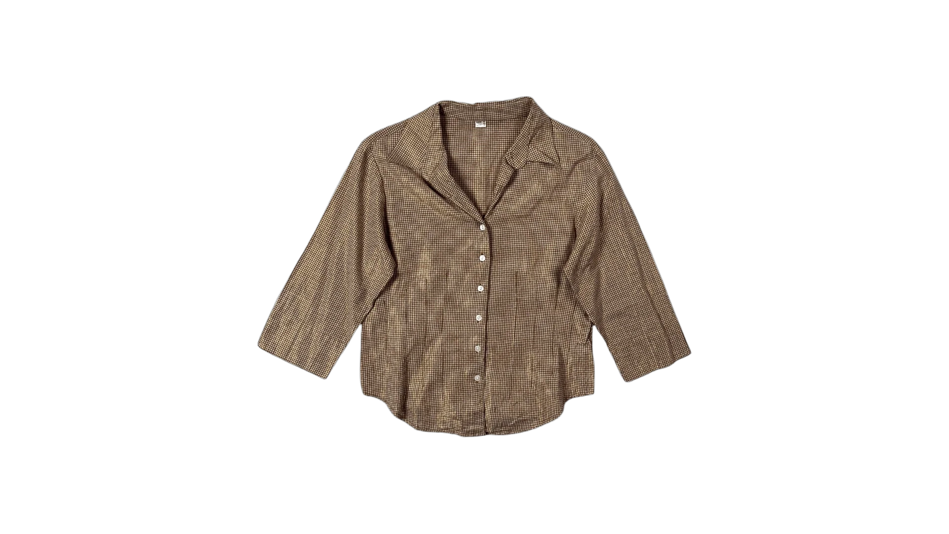 FNK382 Shimmery Gingham Fitted Shirt - Image 1