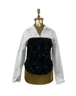 Y2K Canda Fitted Shirt w/ Velvet Bustier & Fish Hook Closure - Image 2