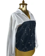Y2K Canda Fitted Shirt w/ Velvet Bustier & Fish Hook Closure - Image 3