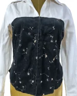 Y2K Canda Fitted Shirt w/ Velvet Bustier & Fish Hook Closure - Image 4