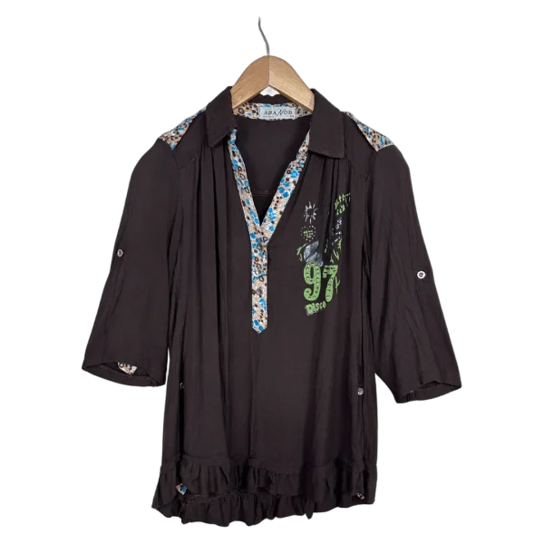 Y2K Harajuku Style Brown Shirt | Rocker Girl Graphic