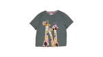 Giraffe Print Embroidered T-Shirt