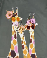 Giraffe Print Embroidered T-Shirt - Image 2