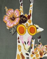 Giraffe Print Embroidered T-Shirt - Image 4