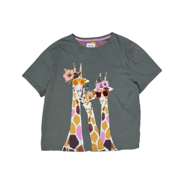 Giraffe Print Embroidered T-Shirt