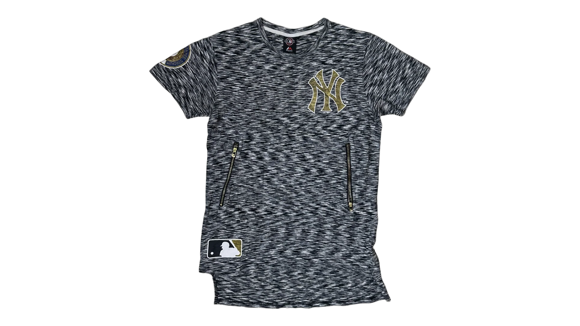 FNK405 Majestic New York Yankees Space Dye Zipper T-Shirt - Image 1