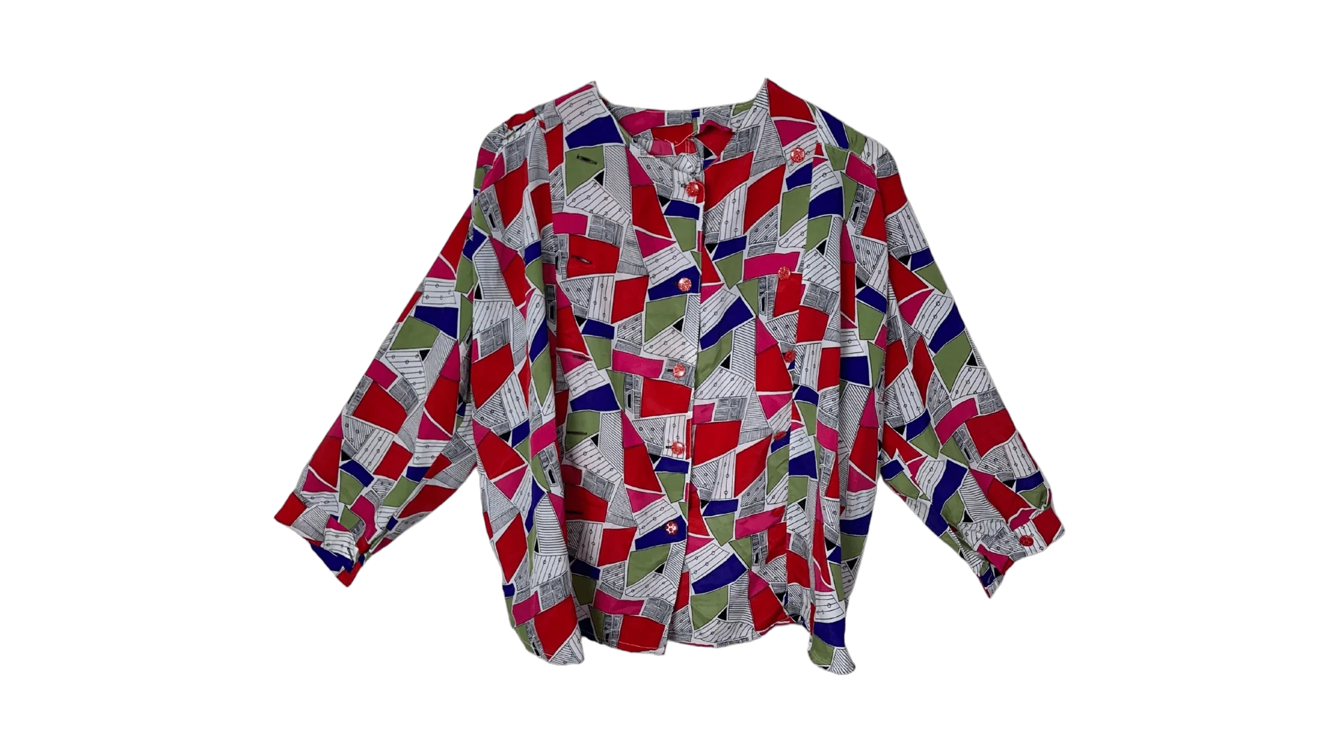 FNK424 80s/90s Abstract Boxy Blouse - Image 1