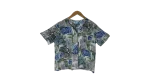 90s Abstract Geometric Leaf Print Blouse