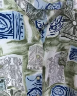 90s Abstract Geometric Leaf Print Blouse - Image 2