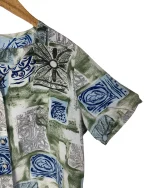 90s Abstract Geometric Leaf Print Blouse - Image 4