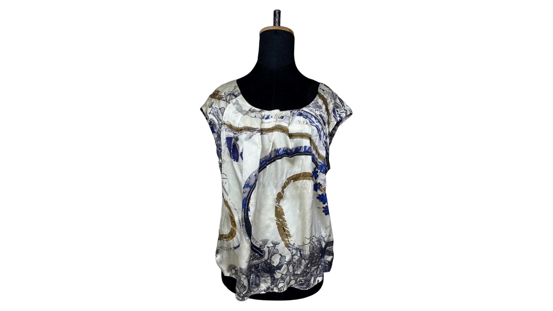 FNK426 Abstract Satin Blouse - Image 1
