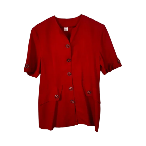 Blouse with Decorative Gem Buttons