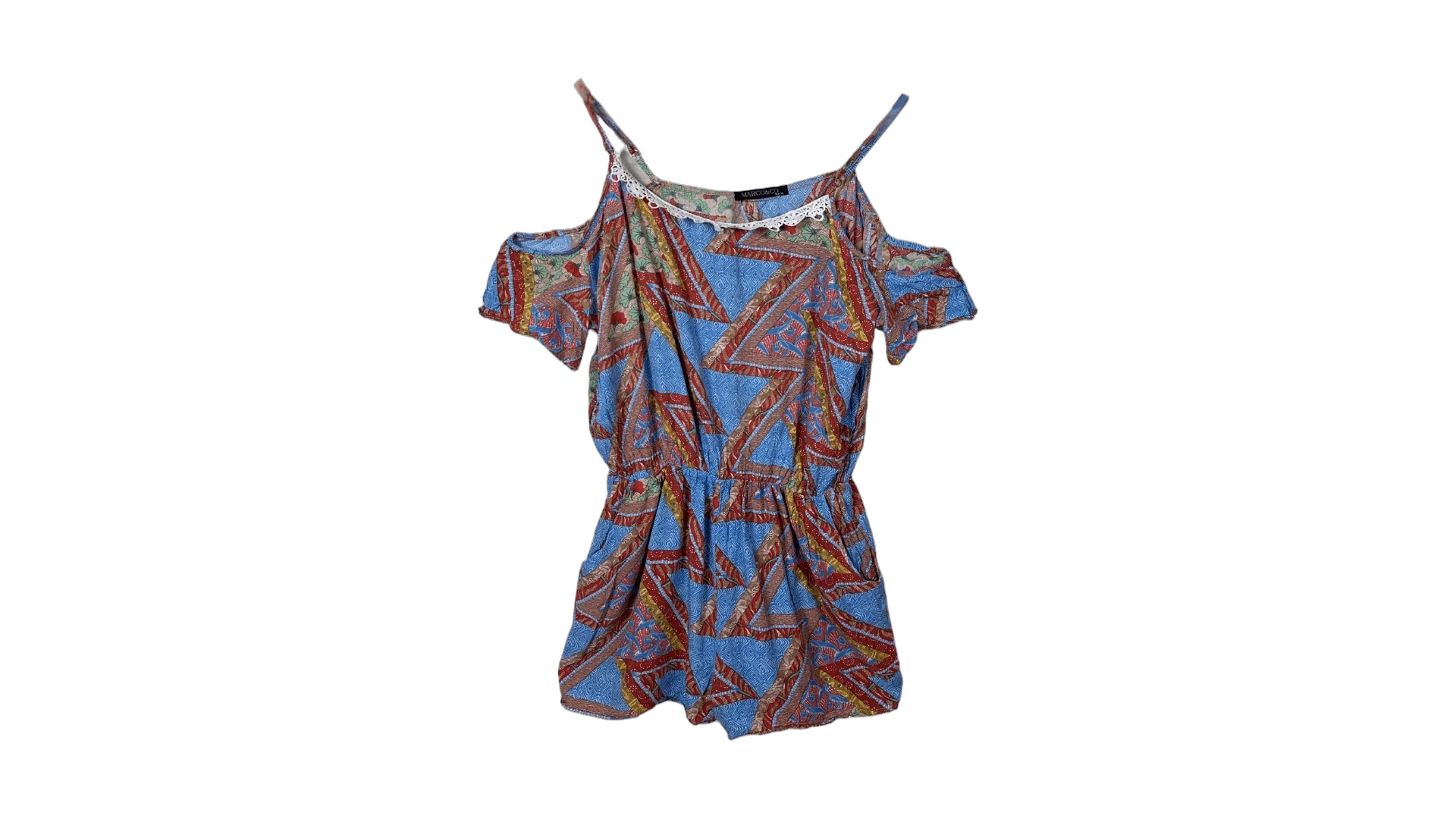 FNK437 Marco & Co Cold Shoulder Boho Jumpsuit - Image 1