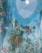 Y2K Abstract Floral Paisleyop with Embroidered Trim - Image 3