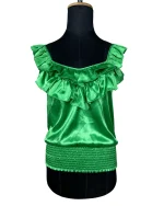 Y2K Arden B. Satin Ruffle Top - Image 3