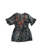 Y2K Bohemian Deep V-Neck Beaded Sheer Tunic Top - Image 3