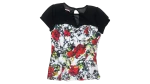 Y2K Joe Browns Rose Print Mesh Panel Top