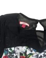 Y2K Joe Browns Rose Print Mesh Panel Top - Image 3