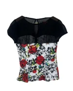 Y2K Joe Browns Rose Print Mesh Panel Top - Image 6