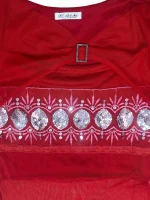 Y2K Mei Na Red Mesh Top with Sequin & Rhinestone Buckle - Image 2