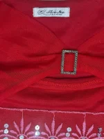 Y2K Mei Na Red Mesh Top with Sequin & Rhinestone Buckle - Image 3