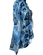 Y2K Notations Tie-Front Ruffled Blouse – Lightweight & Flowy - Image 2